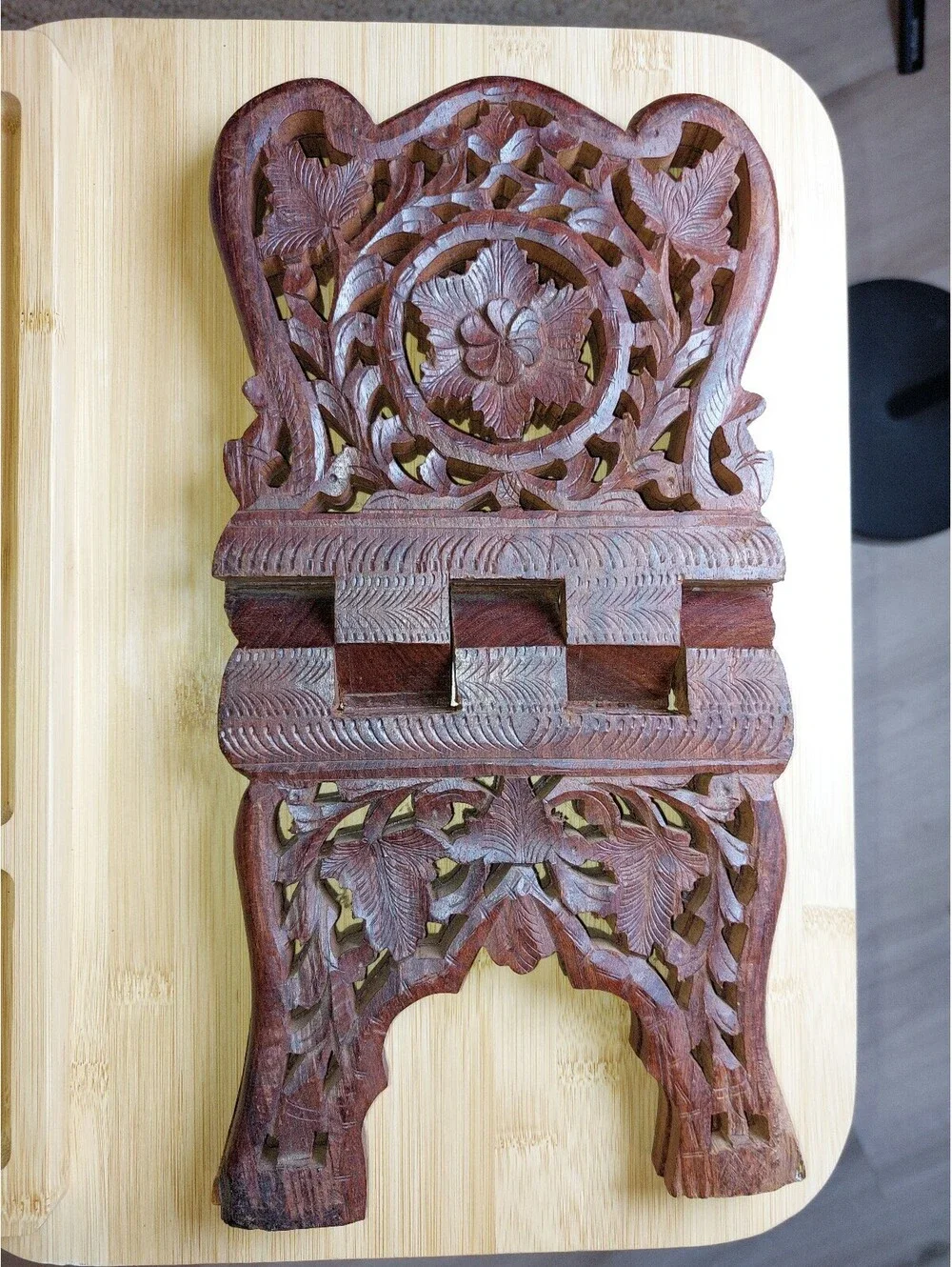 Hand Carved wooden Bible holder India